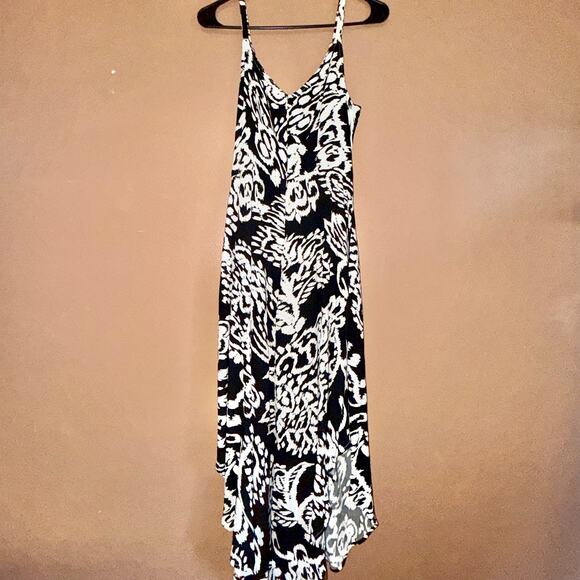 1 State Women's Black White Floral Spaghetti Strap Maxi Dress - Size Small - Picture 3 of 7